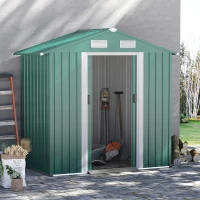 Outsunny 6x3ft Garden Metal Storage Shed w/ Double Sliding Door & Air Vents, Tool Storage for Backyard Patio Lawn, Green(m-2)