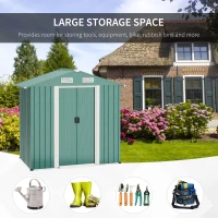 Outsunny 6x3ft Garden Metal Storage Shed w/ Double Sliding Door & Air Vents, Tool Storage for Backyard Patio Lawn, Green(m-6)