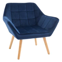 HOMCOM Accent Chair, Arm Chair with Wide Arms, Slanted Back, Thick Padding and Rubber Wooden Legs for Living Room Blue(m-1)