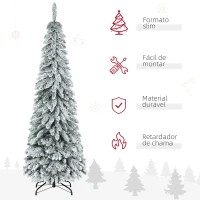 HOMCOM Árvore de Natal Artificial Nevada com 523 Ramos Suporte de Aço Dobrável Decoração para Casa Festas Ø74x180 cm Verde(m-4)