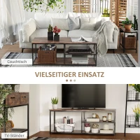 Homcom® Szafka TV Lowboard Półka Na TV Styl Industrialny 3 Poziomy Płyta Wiórowa Naturalny 120 X 40 X 45 cm(m-4)