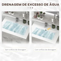kleankin Conjunto de Móveis Casa de Banho 3 Peças com Espelho Móvel com Lavatório Cerâmico e Coluna de Casa de Banho Cinza(m-7)