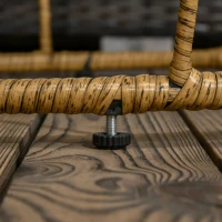 Outsunny 2er-Set Gartentische im Boho-Stil, wetterbeständig, stapelbar, 60 cm x 60 cm x 47 cm, Natur + dunkelgrau(m-7)