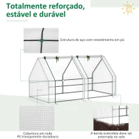 Outsunny Estufa de Jardim 180x90x90 cm Tipo Casa Tubo de Aço com 2 Acessos Estufa Pequena para Cultivo de Plantas Branco(m-5)