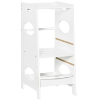 HOMCOM Lernturm für Baby Tritthocker Schemel Stehender mit 3 Stufen  Küchenhelfer für 3+ Jahre Kinder Jahre Sicherheit Bad Schlafzimmer Küche Weiß 40 x 50 x 90 cm