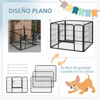 PawHut Parque para Perros de 4 Paneles Parque de Juegos Plegable para Mascotas para Exterior e Interior 82x82x60 cm Gris(m-5)