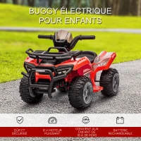 HOMCOM Quad buggy voiture électrique enfant quad électrique 18-36 mois 6 V 2 Km/h max. rouge(m-4)