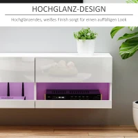 HOMCOM TV-Hängeschrank mit LED-Beleuchtung, 16 Blinkmodi, Wandmontierter TV-Schrank, Offene Regale, 120 x 35 x 40,5 cm, Weiß(m-4)