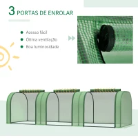 Outsunny Estufa 295x100x80 cm para Jardim Varanda Estufa Pequena para Cultivo de Plantas com 3 Janelas Estrutura de Aço e PVC Verde(m-7)