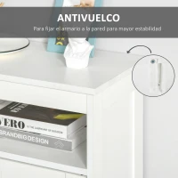 HOMCOM Armario Auxiliar de Baño con 2 Puertas Estante Interior Ajustable y Compartimento Abierto Mueble de Baño para Salón Cocina 60x30x80 cm Blanco(m-6)