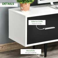 HOMCOM Fernsehtisch TV Lowboard Fernsehschrank mit Schubladen Regale für 60'' Fernseher TV-Board Wohnzimmer Schlafzimmer Metallbeine Weiß 140 x 30 x 42 cm(m-6)