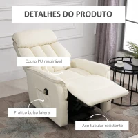 HOMCOM Poltrona Levanta Pessoas Reclinável com Apoio para os Pés Controlo Remoto Reclinação 145° e Bolso Lateral 80x94x104 cm Creme(m-7)