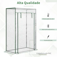 Outsunny Estufa com Porta Enrolável e Estrutura de Aço Estufa de Jardim para Cultivo de Plantas 100x50x150 cm Transparente(m-4)
