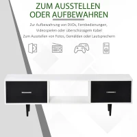 HOMCOM Fernsehtisch TV Lowboard Fernsehschrank mit Schubladen Regale für 60'' Fernseher TV-Board Wohnzimmer Schlafzimmer Metallbeine Weiß 140 x 30 x 42 cm(m-5)