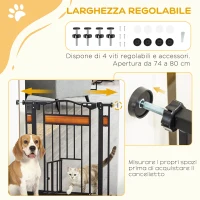 PawHut Cancellino per Cani con Fissaggio a Pressione, Estensibile da 74-80cm con Chiusura Automatica, Nero(m-6)