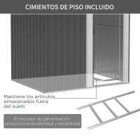 Outsunny Cobertizo Exterior 2m² 152x132x188 cmcon Puerta Corredera y Ventilaciones para Almacenamiento de Herramientas Gris(m-7)