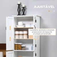 HOMCOM Armário de Cozinha Alto Móvel Auxiliar com 4 Portas e Prateleiras Ajustáveis 60x30x123 cm Branco(m-6)