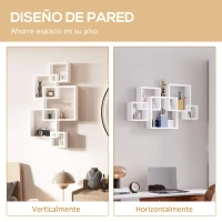 HOMCOM Estantería de Pared con 5 Cubos Estante Flotante de Madera para Salón  Estilo Moderno 49,5x10,2x86 cm Blanco(m-4)