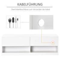 HOMCOM TV-Hängeschrank mit LED-Beleuchtung, 16 Blinkmodi, Wandmontierter TV-Schrank, Offene Regale, 120 x 35 x 40,5 cm, Weiß(m-7)