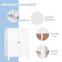 kleankin Badschrank Badezimmerschrank Badregal Kommode Standschrank 2 verstellbare Regale Holz MDF Weiß 60 x 30 x 80 cm(m-6)