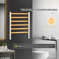 HOMCOM Handdoekverwarmer Handdoekhouder elektrisch vrijstaand/wandmontage 45-55° C Zilver(m-5)