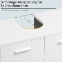kleankin Waschbeckenunterschrank Badezimmerschrank Waschtischunterschrank mit 2 Türen Regal verstellbar U-förmiger Ausschnitt Spanplatte Weiß 60 x 30 x 62,5 cm(m-5)