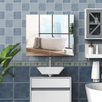 HOMCOM Mirror Cabinet, Wall Mount Bathroom Storage Cabinet with Adjustable Shelf, Double Door Cupboard, 70 x 15 x 60 cm, White(m-10)