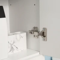 kleankin Mobile Bagno con Ripiano Regolabile, 2 Ripiani Chiusi e un Cassetto in Legno, 30x28x180 cm, Bianco(m-7)