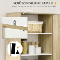 HOMCOM Küchenschrank, Buffetschrank, 3 versetzbare Einlegeböden, Schublade, Farbe: Weiß+Holz, 89 x 39,6 x 180 cm(m-7)