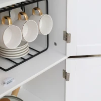 HOMCOM Küchenschrank Landhausstil  2 Schränke 6 Regale 61 cm x 30,5 cm x 183 cm MDF-Holz Weiß(m-7)