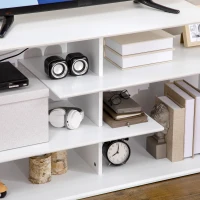 HOMCOM TV Bank mit 4 Regalen, Kabelführungslöchern, TV-Geräte bis zu 32"-55",120 cm x 40cm x 60cm, Weiß(m-8)