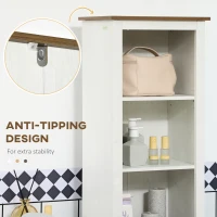 kleankin Bathroom Cabinet, Tall Storage Cabinet with Door and Adjustable Shelves, 39.5 x 30 x 160 cm, White(m-6)
