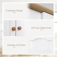HOMCOM Küchenschrank Landhausstil  2 Schränke 6 Regale 61 cm x 30,5 cm x 183 cm MDF-Holz Weiß(m-5)
