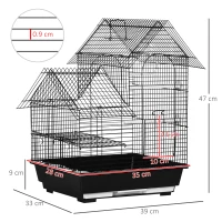 PawHut Bird Cage Budgie Cage Metal Aviary for Finch, Canary with Tray Handle, 39 x 33 x 47cm(m-3)
