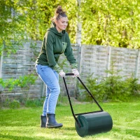 Outsunny 30 L Heavy Duty Water Or Sand Filled Φ30cm Garden Steel Lawn Roller Drum - Green(m-2)