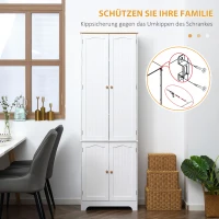 HOMCOM Küchenschrank Landhausstil  2 Schränke 6 Regale 61 cm x 30,5 cm x 183 cm MDF-Holz Weiß(m-6)