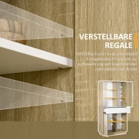 HOMCOM Küchenschrank, Buffetschrank, 3 versetzbare Einlegeböden, Schublade, Farbe: Weiß+Holz, 89 x 39,6 x 180 cm(m-5)