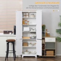 HOMCOM Küchenschrank Landhausstil  2 Schränke 6 Regale 61 cm x 30,5 cm x 183 cm MDF-Holz Weiß(m-4)