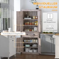 HOMCOM Küchenschrank, Hochschrank, Küchenbuffet mit 2 Schränken und Schublade, Mehrzweckschrank, Kippschutz, Sideboard, Braun, 76 x 40,5 x 184 cm(m-4)