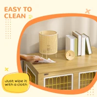 PawHut Dog Crate Furniture, Dog Cage End Table. with Soft Cushion, Double Door - Oak Tone(m-7)