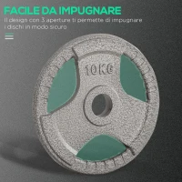 HOMCOM Set di 6 Dischi Pesi per Bilanciere e Manubri 2.5-35KG, Dischi palestra in Acciaio con Foro 50 cm, Ideali per Bilancieri Olimpionici, Argento(m-5)