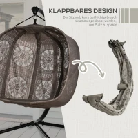 Outsunny Wiszący Fotel dla 2 Osób z Poduszkami, Składany, Kwiatowy Motyw, Stalowy Stelaż(m-6)