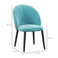 HOMCOM Set 2 scaune pentru camera de zi si sufragerie tapitate, cu design nordic si ergonomic, din metal si tapiterie cu efect de catifea verde deschis, 52x54x79 cm(m-3)