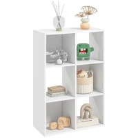 HOMCOM Libreria Bianca per Casa e Ufficio, Scaffale dal Design Moderno con 6 Scomparti in Legno, 91.5x29.5x61.5cm(m-1)