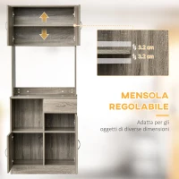 HOMCOM Credenza Moderna per Cucina o Sala da Pranzo, Mobile Buffet con Armadietti e Cassetti in Legno, Grigio, 71x41x178cm(m-7)