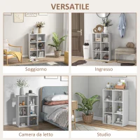 HOMCOM Libreria Bianca per Casa e Ufficio, Scaffale dal Design Moderno con 6 Scomparti in Legno, 91.5x29.5x61.5cm(m-6)