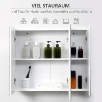 kleankin Spiegelschrank Badezimmerschrank Wandschrank für Badezimmer 3-Türig Badezimmerspiegel Weiß 70 x 15 x 60 cm(m-5)