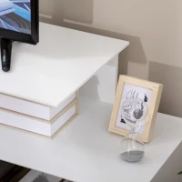 HOMCOM TV Bank mit 4 Regalen, Kabelführungslöchern, TV-Geräte bis zu 32"-55",120 cm x 40cm x 60cm, Weiß(m-7)