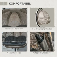 Outsunny Wiszący Fotel dla 2 Osób z Poduszkami, Składany, Kwiatowy Motyw, Stalowy Stelaż(m-4)