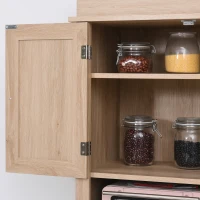 HOMCOM Küchenschrank Hochschrank mit Schublade Esszimmerschrank mit höhenverstellbaren Regalböden Küchenbuffet Kippschutz Spanplatte Natur 74 x 39,5 x 183 cm(m-8)